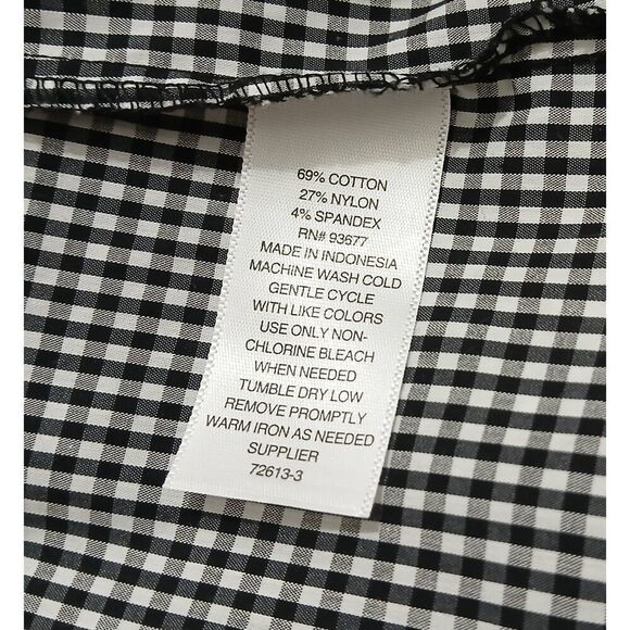 Ana womens 2xl puffer sleeve black white gingham plaid shirt top - Picture 5 of 8